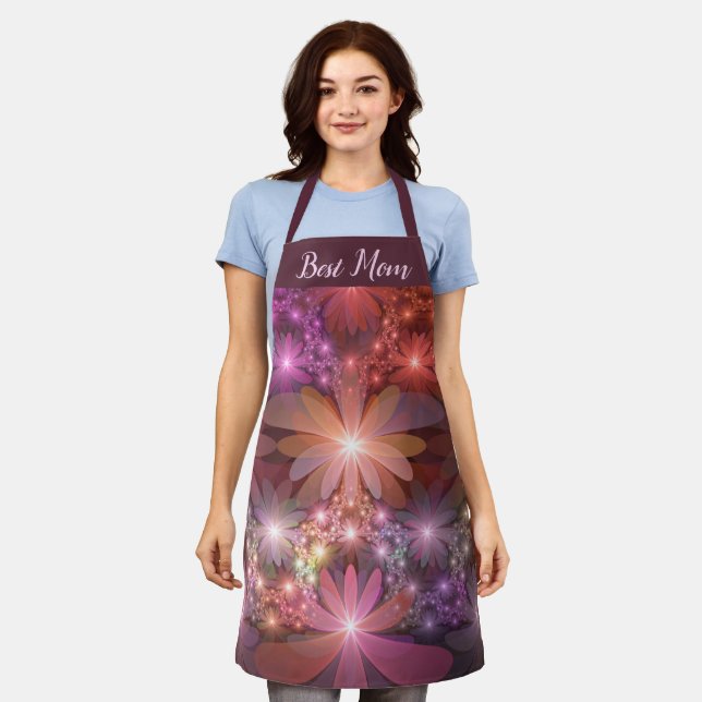 Bed Of Flowers Shiny Abstract Fractal Art Best Mum Apron (Worn)
