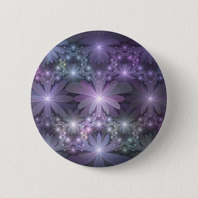 Bed of Flowers Trendy Shiny Abstract Fractal Art 6 Cm Round Badge (Front)