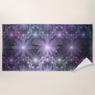 Bed of Flowers Trendy Shiny Abstract Fractal Art Beach Towel