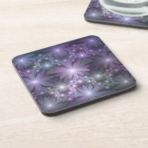 Bed of Flowers Trendy Shiny Abstract Fractal Art Coaster