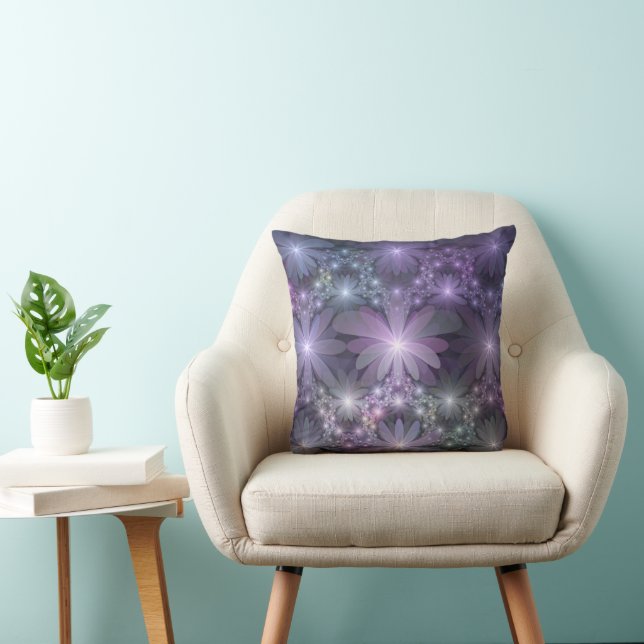 Bed of Flowers Trendy Shiny Abstract Fractal Art Cushion (Chair)