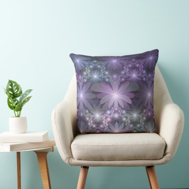 Bed of Flowers Trendy Shiny Abstract Fractal Art Cushion (Chair)