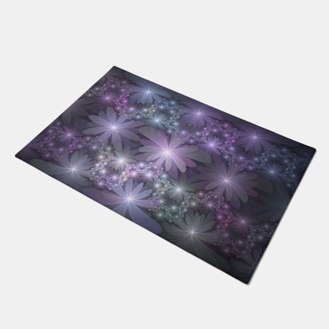 Bed of Flowers Trendy Shiny Abstract Fractal Art Doormat (Angled)