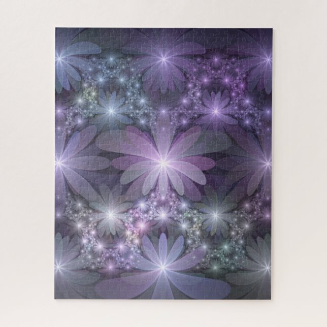 Bed of Flowers Trendy Shiny Abstract Fractal Art Jigsaw Puzzle (Vertical)