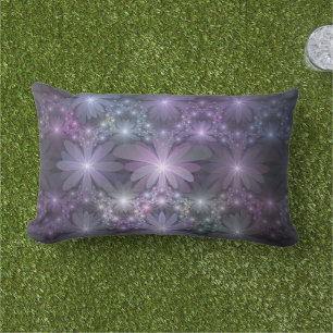 Bed of Flowers Trendy Shiny Abstract Fractal Art Lumbar Cushion