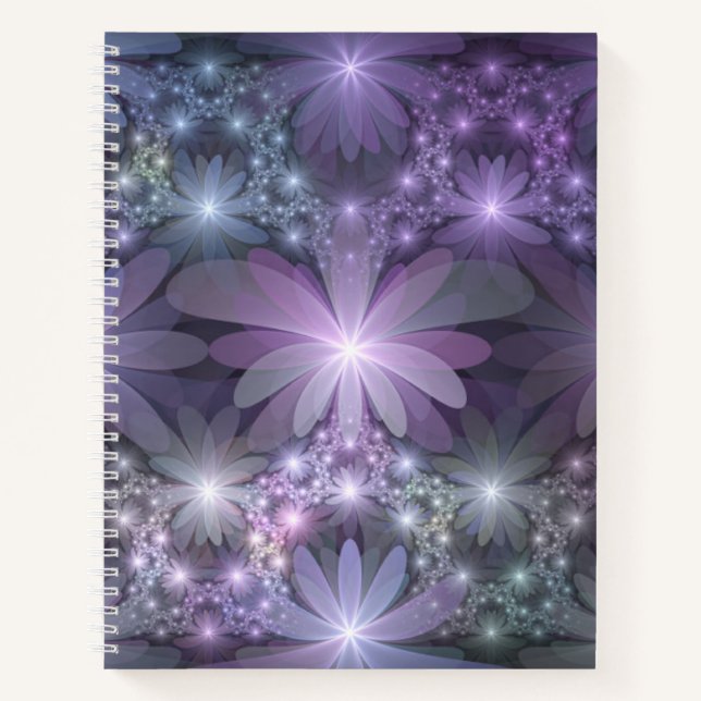 Bed of Flowers Trendy Shiny Abstract Fractal Art Notebook (Front)