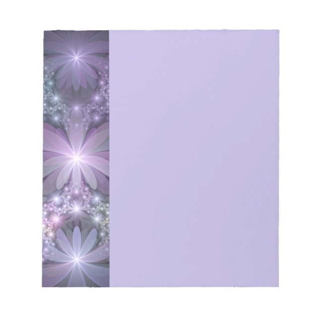 Bed of Flowers Trendy Shiny Abstract Fractal Art Notepad (Front)