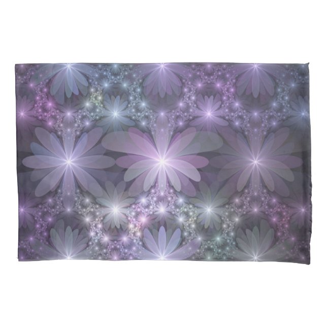 Bed of Flowers Trendy Shiny Abstract Fractal Art Pillowcase (Front)