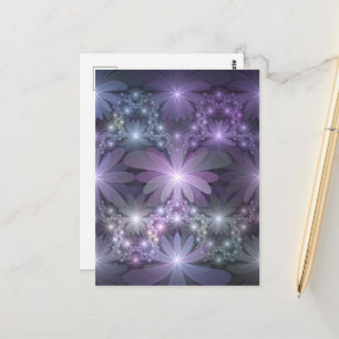 Bed of Flowers Trendy Shiny Abstract Fractal Art Postcard