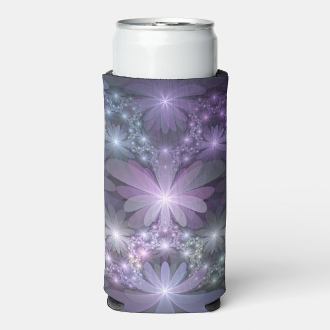Bed of Flowers Trendy Shiny Abstract Fractal Art Seltzer Can Cooler (Seltzer Front)