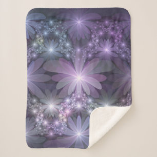 Bed of Flowers Trendy Shiny Abstract Fractal Art Sherpa Blanket