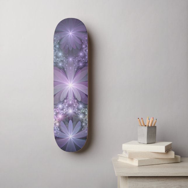 Bed of Flowers Trendy Shiny Abstract Fractal Art Skateboard (Wall Art)