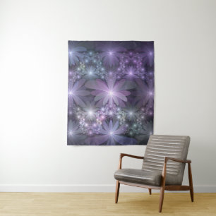 Bed of Flowers Trendy Shiny Abstract Fractal Art Tapestry