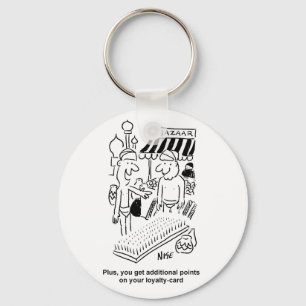 Bed of Nails at a Bazaar Cartoon Key Ring