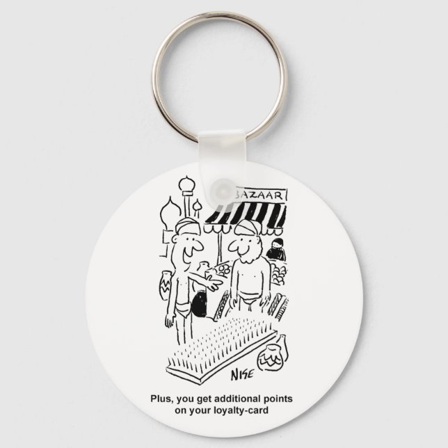 Bed of Nails at a Bazaar Cartoon Key Ring (Front)