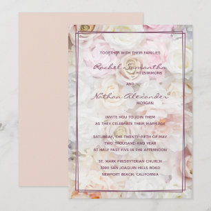 Bed of Pale Roses Wedding Invitations