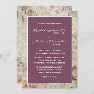 Bed of Roses & Amaranth Pink Wedding Invitations
