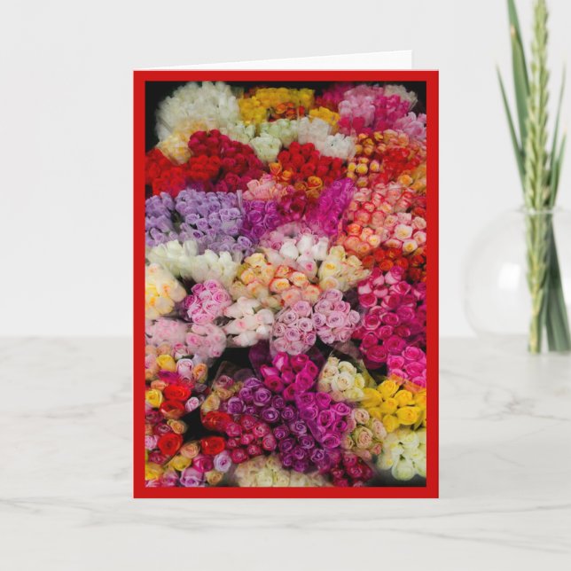 Bed of Roses customisable card, Valentine's day Holiday Card (Front)