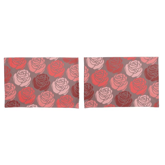 Bed of Roses, Monochrome Brilliant Pink Pillowcase (Front-Set)