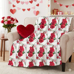 Bed of Roses Pink Floral Fleece Blanket
