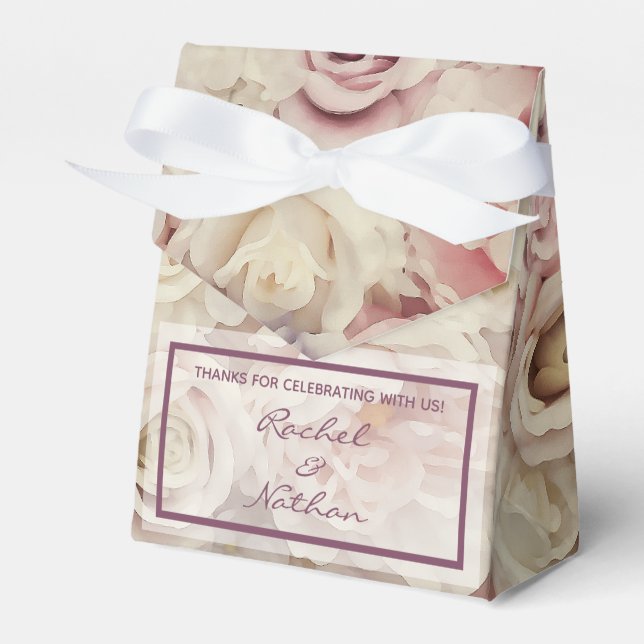 Bed of Roses Wedding Favour Tent Style Boxes (Front Side)