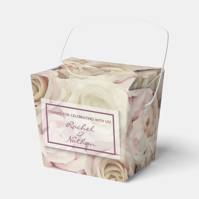 Bed of Roses Wedding Take Out Favour Boxes (Front Side)