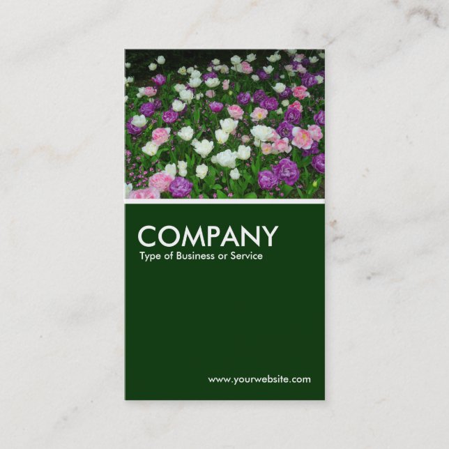 Bed of Tulips - Dark Green Business Card (Front)