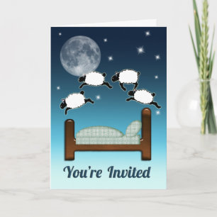 Bed, Sky, & Counting Sheep at Night Invited Invitation