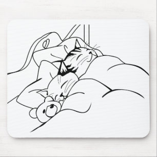 Bed Sleep Cat Dream Kitten Good Friends Mouse Mat