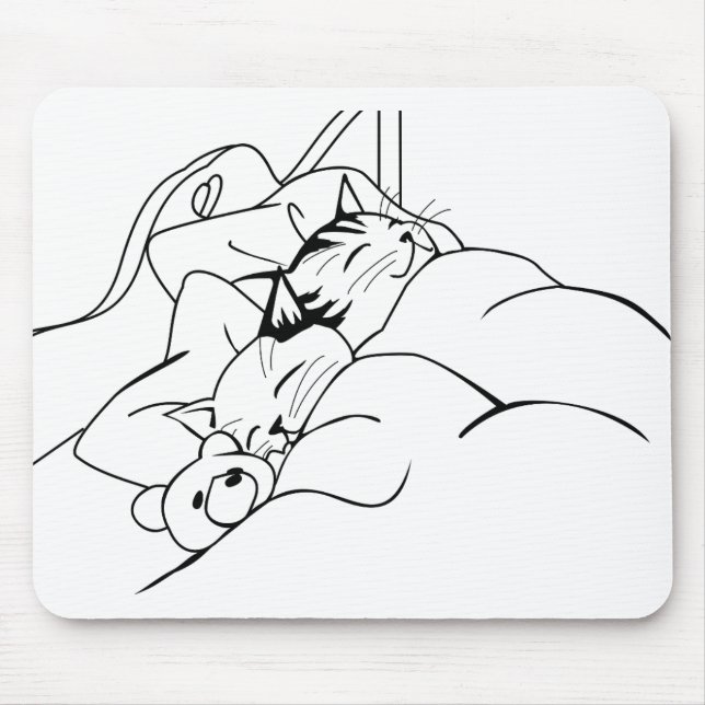 Bed Sleep Cat Dream Kitten Good Friends Mouse Mat (Front)