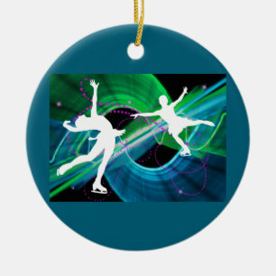 Bedazzled Figure Skaters Ice Skating Ceramic Tree Decoration