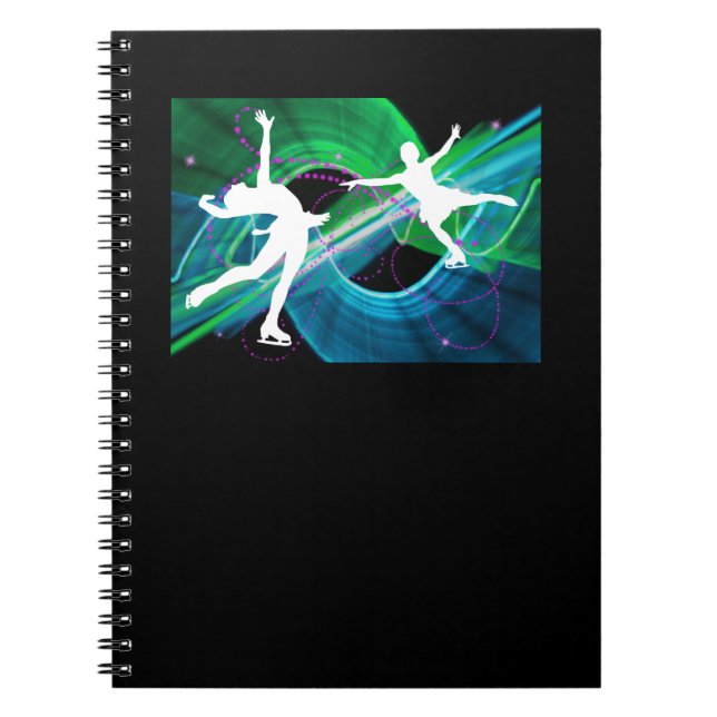 Bedazzled Figure Skaters Ice Skating Notebook (Front)