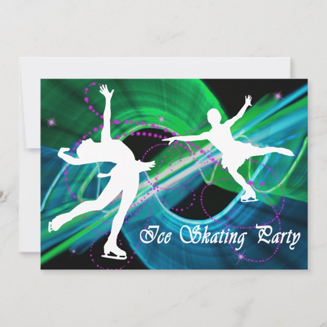 Bedazzled Figure Skaters Ice Skating Party Invitation (Front)