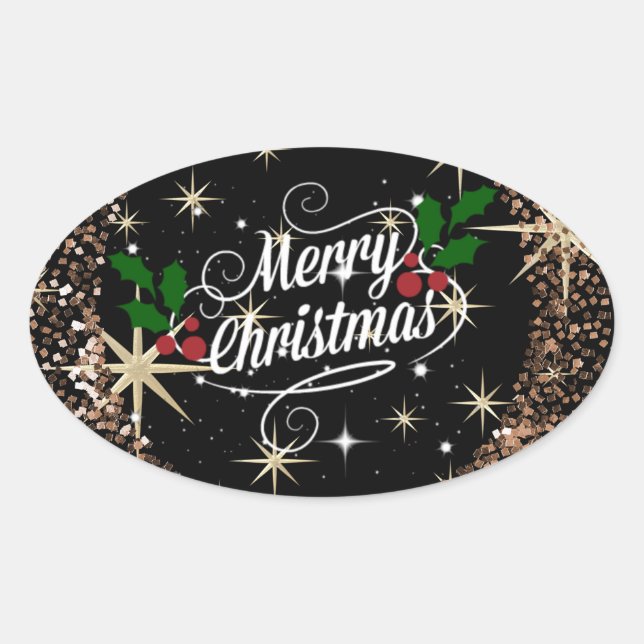 Bedazzling Christma greetings, sparkle and shine Oval Sticker (Front)