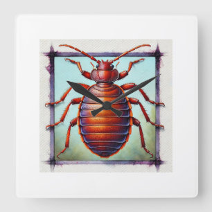 Bedbug dorsal view 060924IREF242 - Watercolor Square Wall Clock