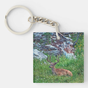 Bedded Buck Key Ring