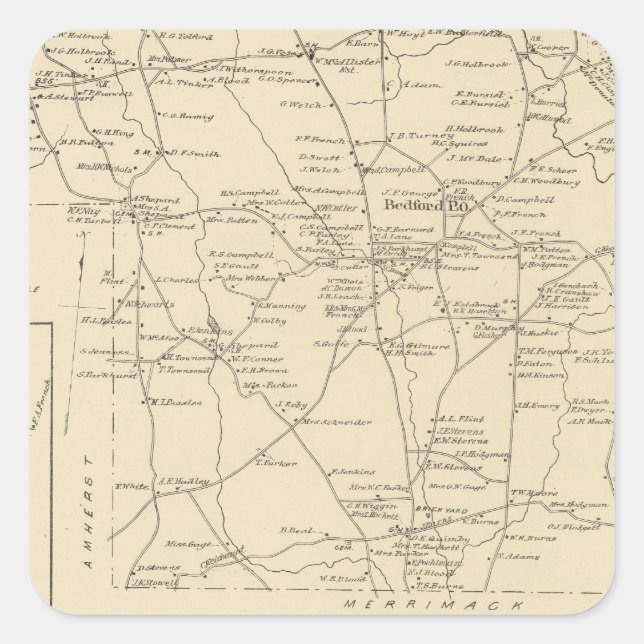 Bedford, Amherst, Hillsborough Co Square Sticker (Front)