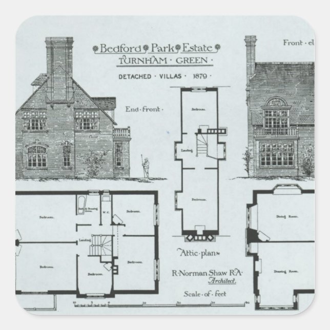 Bedford Park Estate Square Sticker (Front)
