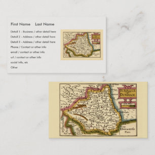 Bedfordshire County England Antique John Speed Map Business Card