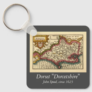 Bedfordshire County England Antique John Speed Map Key Ring