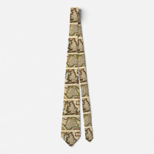 Bedfordshire County England Antique John Speed Map Tie