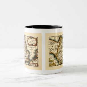 Bedfordshire County England Antique John Speed Map Two-Tone Coffee Mug
