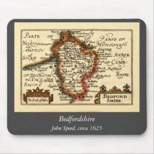 Bedfordshire County England Old Antiquarian Map Mouse Mat