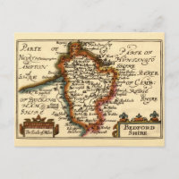 Bedfordshire County England Old Antiquarian Map