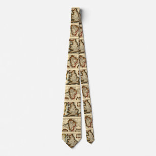 Bedfordshire County England Old Antiquarian Map Tie