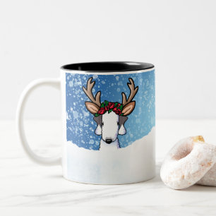 Bedlington Reindeer Christmas Two-Tone Mug
