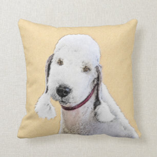 Bedlington Terrier 2 Painting - Original Dog Art Cushion
