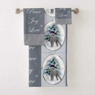 Bedlington Terrier Christmas Bath Towel Set