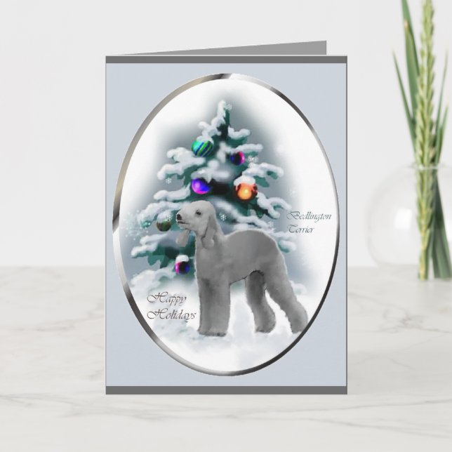 Bedlington Terrier Christmas Gifts Holiday Card (Front)