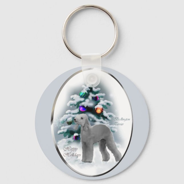 Bedlington Terrier Christmas Gifts Key Ring (Front)